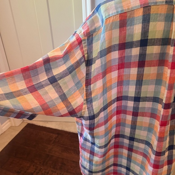 Brooks Brothers 100% Linen Multicolored Check Button Down Men's Shirt Excellent - Picture 10 of 14